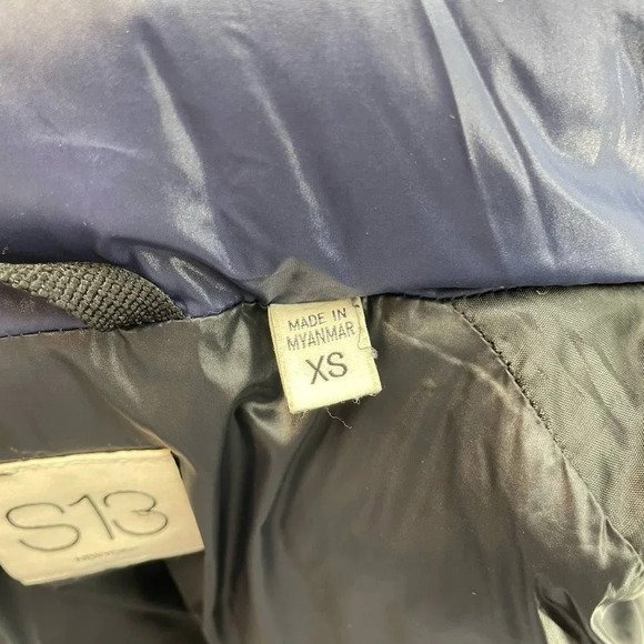 S13 Quilted Down Short Puffer Jacket  Navy Blue Size‎ XS - Picture 8 of 11